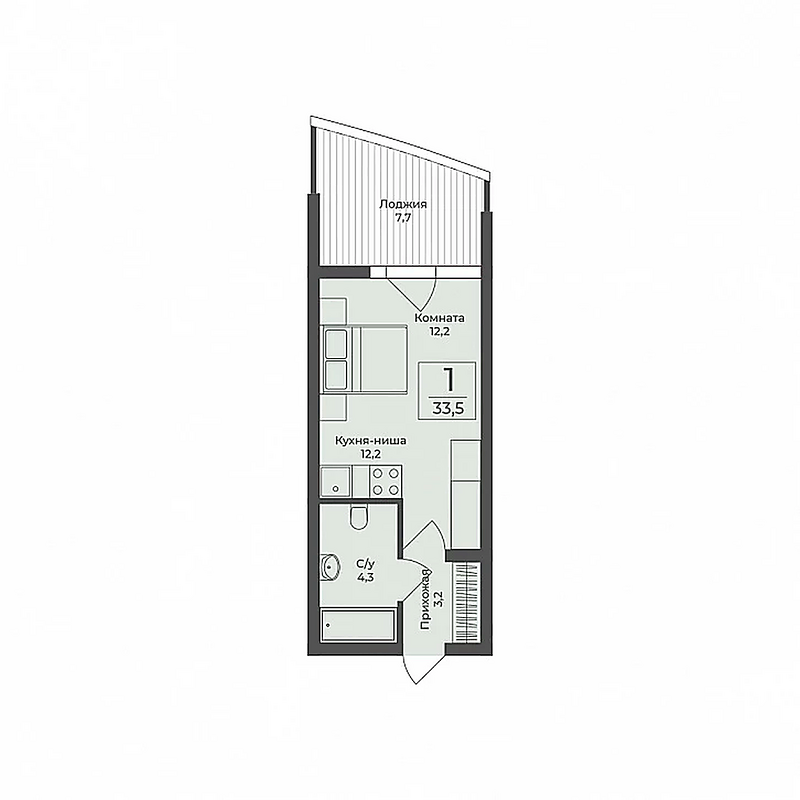 Студия (инвест-фокус) — 32–38 м²
